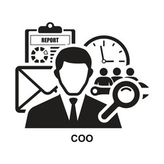 Coo icon. Chief operating officer acronym isolated on background vector illustration. - obrazy, fototapety, plakaty