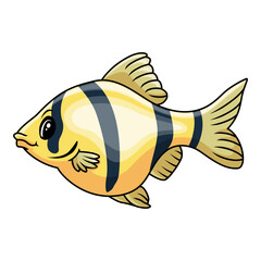 funny cute tiger fish cartoon - 715225252