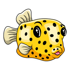 Cute funny cartoon pufferfish A smile - 715225428