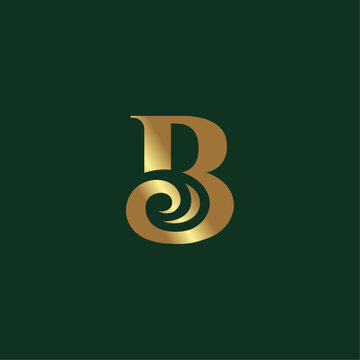 B initial luxury gold logo design