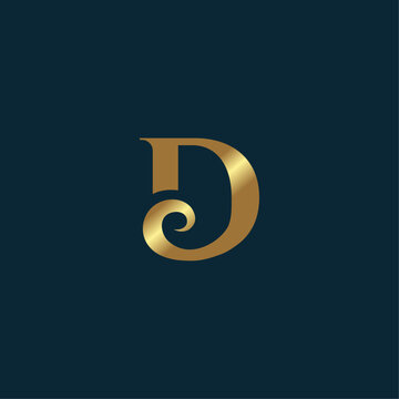 initial D luxury gold logo design