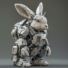 A Rabbit With Robot Armor Military 3D Models	
