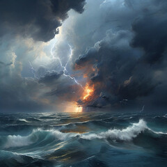 Thunderstorm in the sea