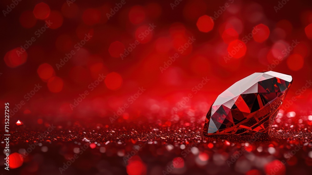 Wall mural background of a red ruby gemstone with ample copy space