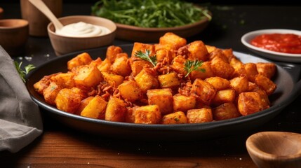 Fototapeta premium Smoky Paprika Potatoes These edup tater tots are dusted with a perfectly balanced combination of smoky paprika, lending them a mildly y and smoky kick.