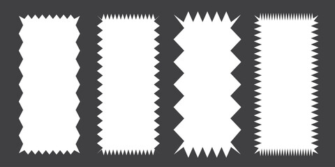 Set of torn and wavy frames. Wave curve edge shape. zig zag edge rectangle shape set. Zig zag edge rectangle shape collection. Jagged rectangular elements set. Wavy Edge Rectangular Button Icon Set.