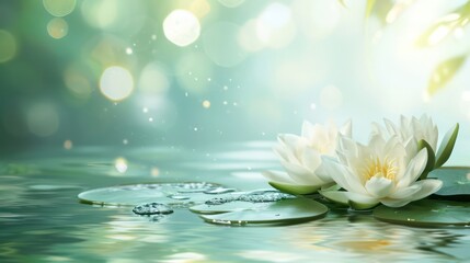 The concept of a spa beauty treatment background, designed with calming elements such as candles, massage stones, and aromatic flowers to evoke relaxation