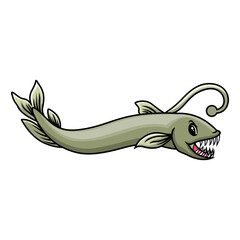 Funny cartoon viperfish a swimming - 715228210