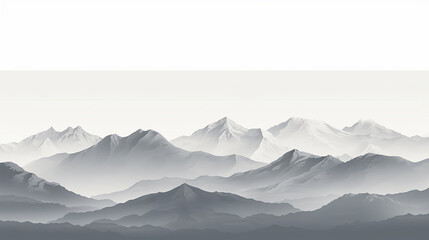 minimalist line art mountain range, capturing the stark beauty of elevation, set against a dusky sky - obrazy, fototapety, plakaty