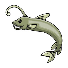 Funny cartoon viperfish a swimming - 715228284