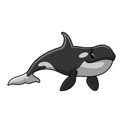 Cute orca cartoon a swimming - 715228290