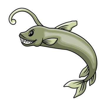 Funny cartoon viperfish a swimming