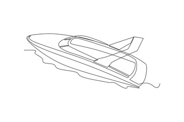 One continuous line drawing of Sea ​​transportation concept. Doodle vector illustration in simple linear style.
