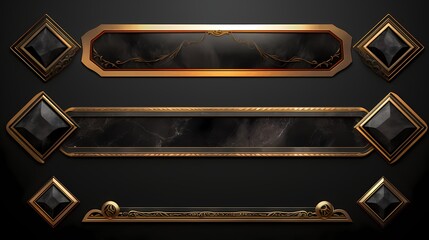 label banner board elegant golden black marble ornamental luxury  - obrazy, fototapety, plakaty
