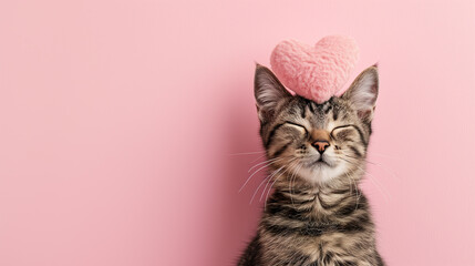 Obraz premium cat with heart on the head