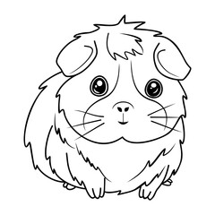 A cute drawing of guinea pig for coloring page