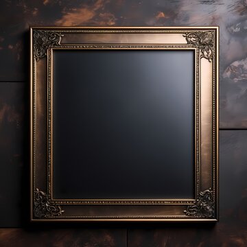 vintage copper metal frame on the wall