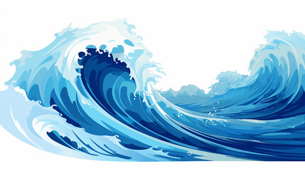 A flat illustration of a minimalist ocean wave on white background