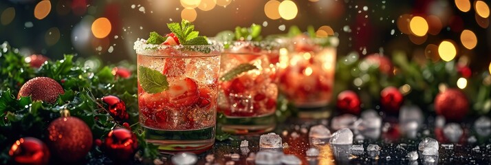 Fototapeta na wymiar Christmas Appetizer Salad Glasses New Year, Background HD, Illustrations
