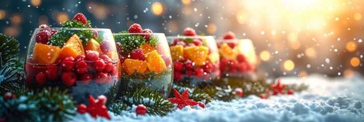 Christmas Appetizer Salad Glasses New Year, Background HD, Illustrations