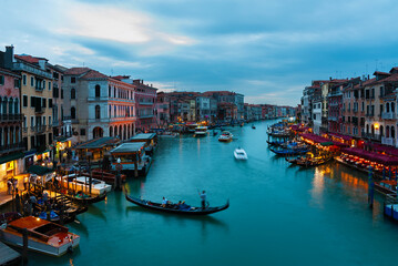 Fototapeta na wymiar Scenery of Grand Canal of Venice, Italy at Dusk