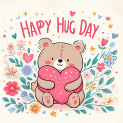 Hugging heart symbol, hug yourself , love yourself. Heart and hands illustration.