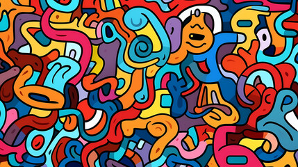 Funny doodle seamless pattern, artistic background