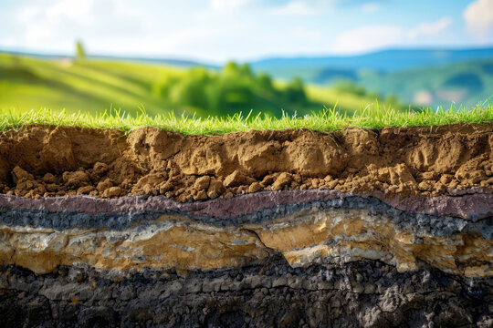 Cross-Section of Earth Showing Different Soil Layers