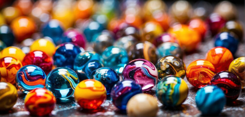 Fototapeta na wymiar close up of colorful marbles beads 