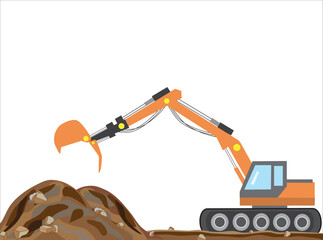 重機で土木工事の作業しているイラスト素材です。