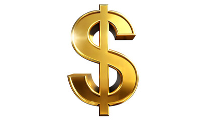 Golden dollar sign isolated on transparent background. 3d rendering.