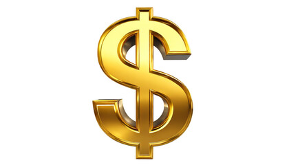 Obraz premium Golden dollar sign isolated on transparent background. 3d rendering.