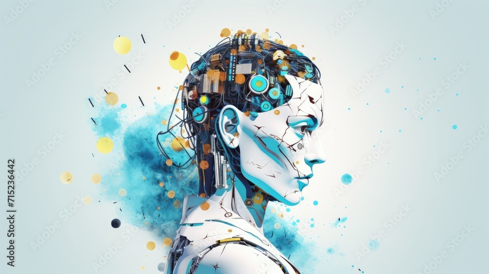 Poster artificial intelligence in content generation solid background