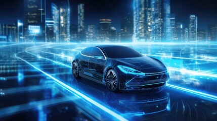 Artificial intelligence in autonomous vehicles solid background