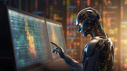 Artificial intelligence in financial forecasting solid background - obrazy, fototapety, plakaty