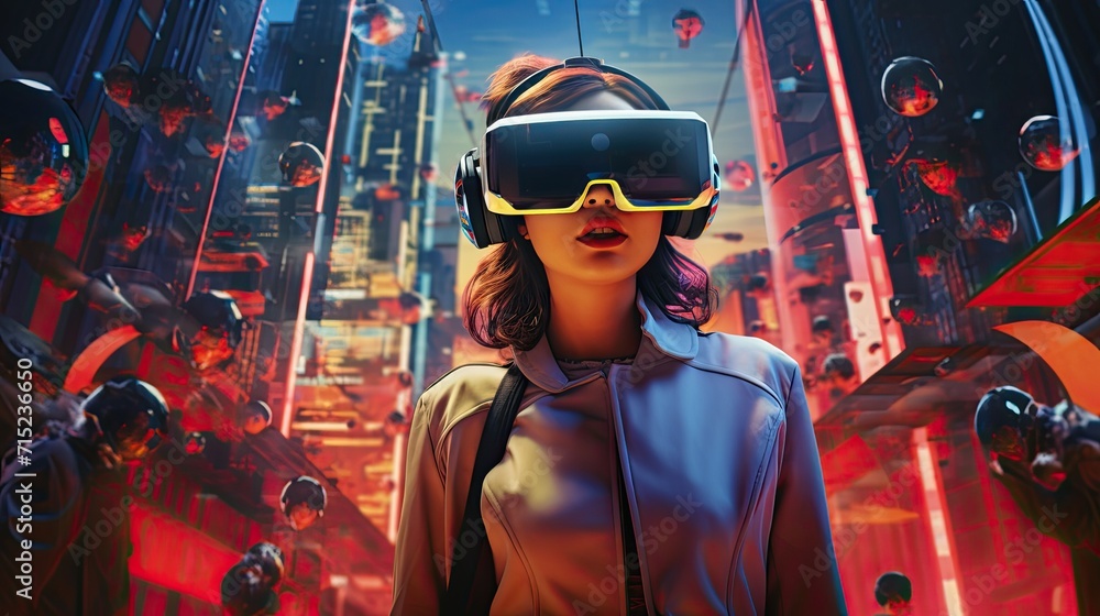 Poster artificial intelligence in virtual reality games solid background