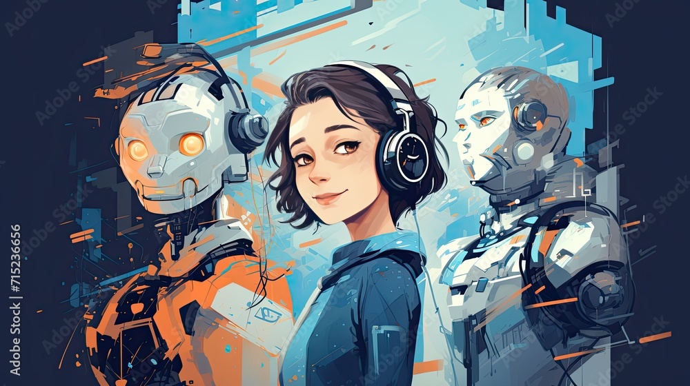 Poster artificial intelligence powered chatbots solid background