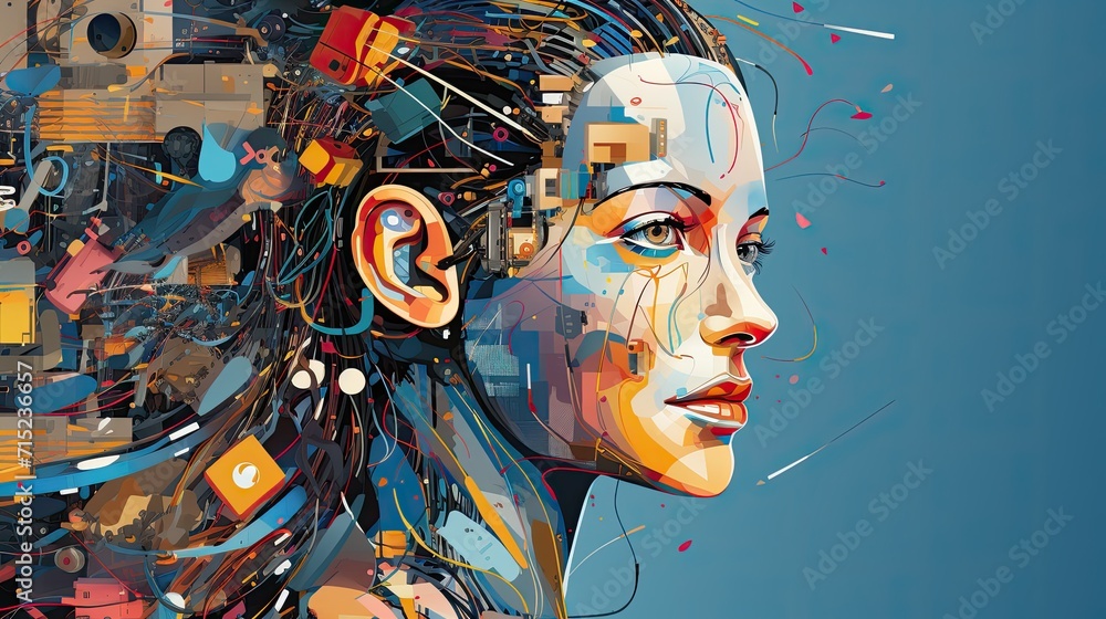 Aufkleber artificial intelligence powered recommendation engines solid background