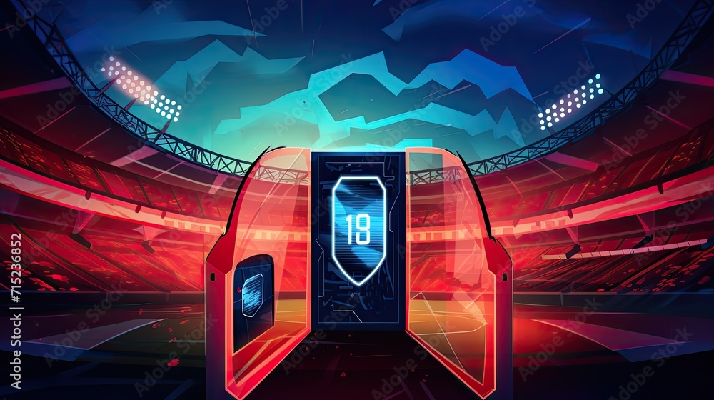 Poster biometric authentication for secure access to stadiums solid background
