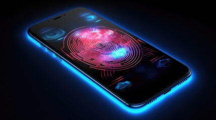 Biometric authentication for mobile security solid background