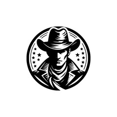 Vector Logo of a Courageous Cowboy. Ideal for Western-themed Logos, Ranches, and Outdoor Apparel. Perfect for Equestrian Brands, Adventure Tours, and Vintage-inspired Designs. 