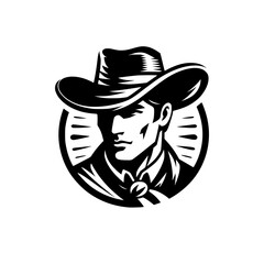 Vector Logo of a Courageous Cowboy. Ideal for Western-themed Logos, Ranches, and Outdoor Apparel. Perfect for Equestrian Brands, Adventure Tours, and Vintage-inspired Designs. 