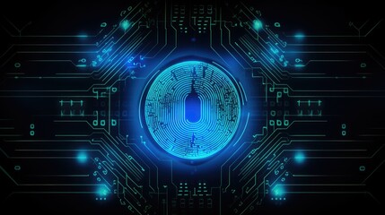 Fototapeta premium Biometric authentication for secure online gaming solid background
