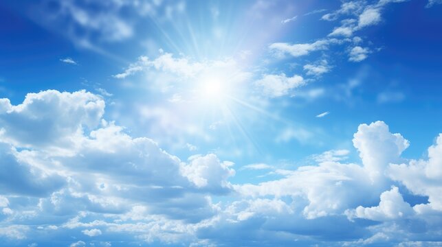 White shining blue sky with clouds