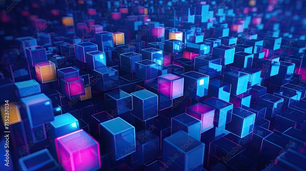 Poster blockchain for decentralized data storage solid background