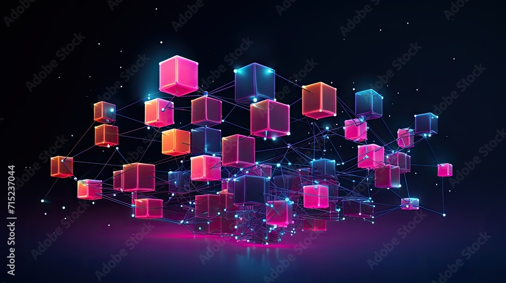 Poster blockchain for decentralized applications solid background
