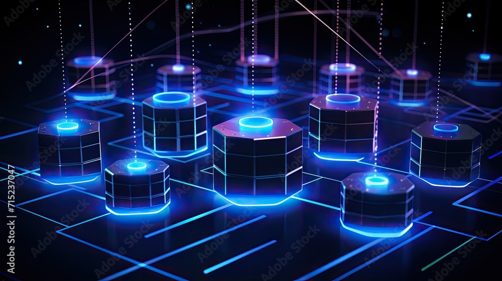 Poster blockchain for decentralized data storage solid background