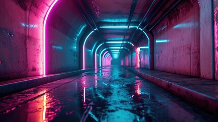 A sensory overload of neon lights leaving you with a lasting memory of an unforgettable journey through the glowing tunnel