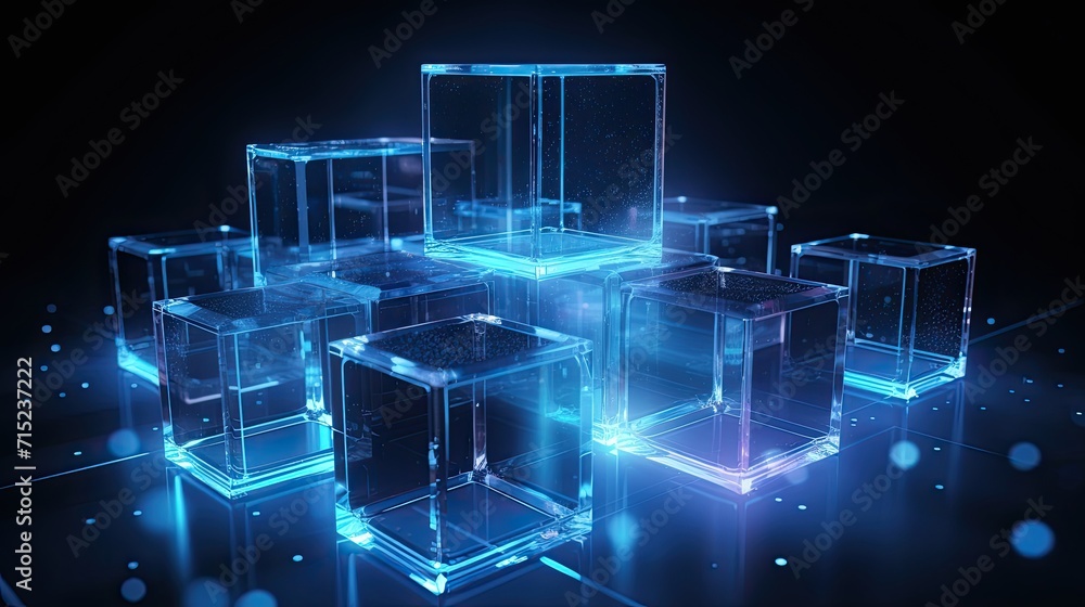 Poster blockchain technology for transparent transactions solid background