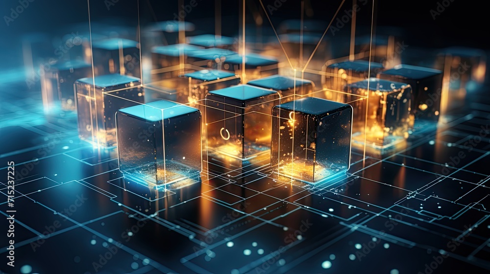 Poster blockchain for transparent transactions solid background